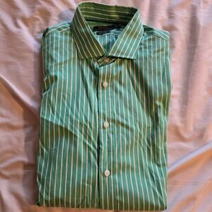 POLO RALPH LAUREN 140s 2 ply Kelly Green Striped longsleeve shirt Spring Mens XL